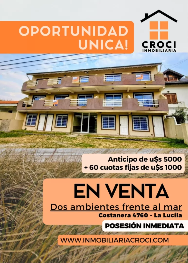Departamento en Lucila del Mar - 2 Amb. 1* piso Frente Al Mar En La Lucila Del Mar D8 (ID 26)